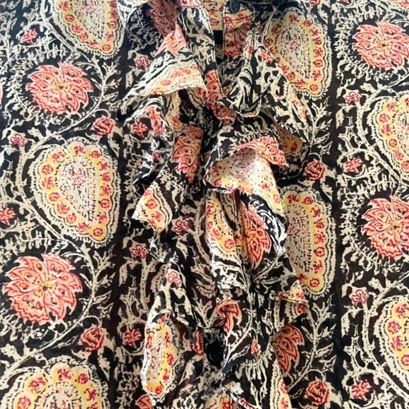 Ralph Lauren ~ Colorful Ruffled Print Blouse - Picture 9 of 11